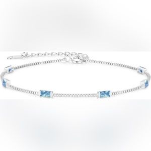 .925 Sterling silver necklace/ March birthstone necklace